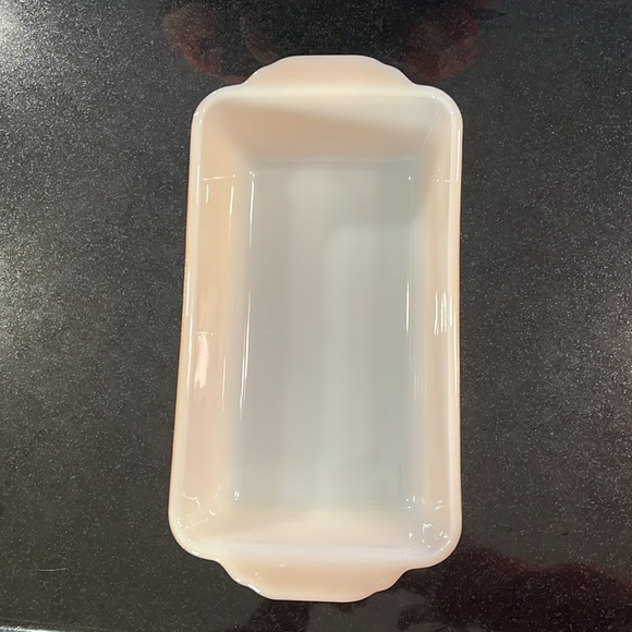 Fire King Peach Opalescent Luster Ware Platonite Loaf Pan - Picture 3 of 9